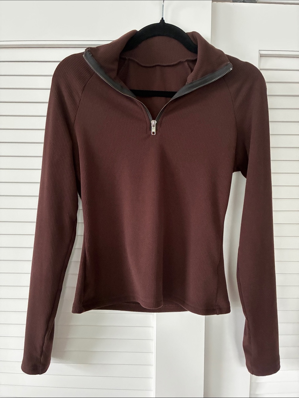Women's Half-Zip Long Sleeve Top - Brown